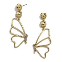 1 Pair Fashion Butterfly Alloy Plating Hollow Out Inlay Rhinestones Women's Drop Earrings main image 5
