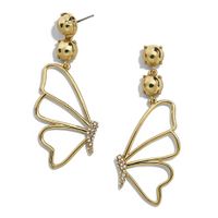 1 Pair Fashion Butterfly Alloy Plating Hollow Out Inlay Rhinestones Women's Drop Earrings main image 4