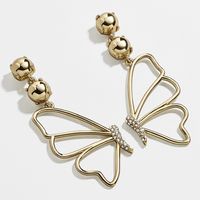 1 Pair Fashion Butterfly Alloy Plating Hollow Out Inlay Rhinestones Women's Drop Earrings main image 3