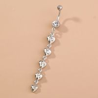 1 Piece Fashion Heart Shape Stainless Steel Resin Inlay Diamond Belly Ring main image 2