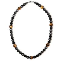 1 Stück Retro Geometrisch Perlen Tigerauge Obsidian Männer Halskette main image 1