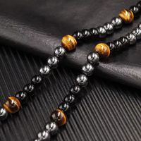 1 Stück Retro Geometrisch Perlen Tigerauge Obsidian Männer Halskette main image 2