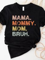 Women's T-shirt Short Sleeve T-shirts Printing Casual Mama Letter main image 7