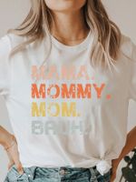 Women's T-shirt Short Sleeve T-shirts Printing Casual Mama Letter main image 4