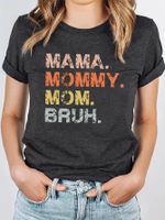 Women's T-shirt Short Sleeve T-shirts Printing Casual Mama Letter main image 3
