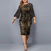 Regular Dress Simple Style Round Neck Beaded Lace 3/4 Length Sleeve Solid Color Knee-length Daily main image 9