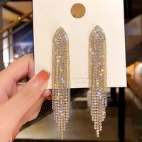 1 Pair Elegant Exaggerated Tassel Heart Shape Plating Titanium Steel 18k Gold Plated Drop Earrings sku image 1