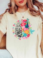 Women's T-shirt Short Sleeve T-shirts Printing Casual Letter Colorful Flower main image 4