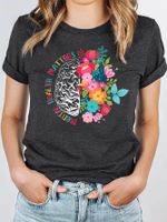 Frau T-shirt Kurzarm T-shirts Drucken Lässig Brief Bunt Blume main image 2