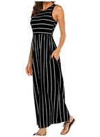 Women's A-line Skirt Fashion Streetwear Round Neck Printing Sleeveless Stripe Maxi Long Dress Daily main image 5