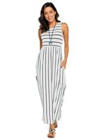Women's A-line Skirt Fashion Streetwear Round Neck Printing Sleeveless Stripe Maxi Long Dress Daily main image 1