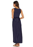 Women's A-line Skirt Fashion Streetwear Round Neck Printing Sleeveless Stripe Maxi Long Dress Daily main image 4
