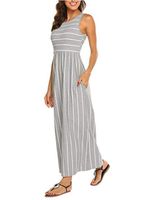 Women's A-line Skirt Fashion Streetwear Round Neck Printing Sleeveless Stripe Maxi Long Dress Daily main image 3