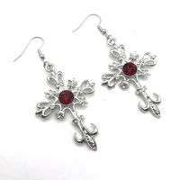 1 Pair Fashion Cross Metal Inlay Rhinestones Women's Drop Earrings main image 2