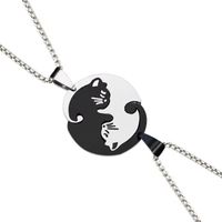 Fashion Heart Shape Cat Titanium Steel Pendant Necklace main image 5