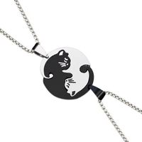 Fashion Heart Shape Cat Titanium Steel Pendant Necklace sku image 9