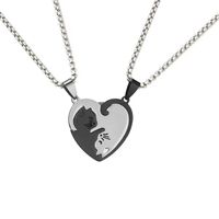 Fashion Heart Shape Cat Titanium Steel Pendant Necklace main image 1