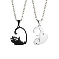 Fashion Heart Shape Cat Titanium Steel Pendant Necklace main image 2
