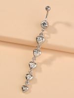 1 Piece Fashion Heart Shape Stainless Steel Resin Inlay Diamond Belly Ring sku image 1