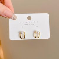 Fashion Bow Knot Alloy Plating Inlay Artificial Gemstones Pearl Women's Drop Earrings 1 Pair sku image 10
