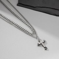 Hip-hop Cross Stainless Steel Inlay Rhinestones Layered Necklaces main image 3