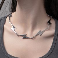 Fashion Lightning Titanium Steel Polishing Necklace main image 4