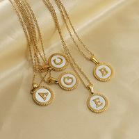 Stainless Steel 18K Gold Plated Casual Plating Inlay Letter Shell Pendant Necklace main image 1