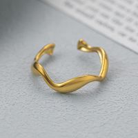 Retro Waves Titanium Steel Plating 18k Gold Plated Wave Ring sku image 1