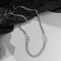 Hip-hop Geometric Titanium Steel Polishing Artificial Pearls Necklace main image 6