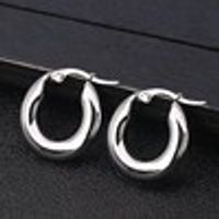 1 Pair Simple Style Solid Color Plating Stainless Steel Earrings sku image 1