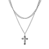 Hip-hop Cross Stainless Steel Inlay Rhinestones Layered Necklaces main image 4