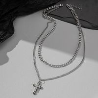 Hip-hop Cross Stainless Steel Inlay Rhinestones Layered Necklaces main image 6