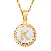 Stainless Steel 18K Gold Plated Casual Plating Inlay Letter Shell Pendant Necklace sku image 11