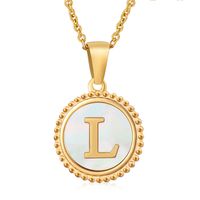 Stainless Steel 18K Gold Plated Casual Plating Inlay Letter Shell Pendant Necklace sku image 12