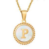 Stainless Steel 18K Gold Plated Casual Plating Inlay Letter Shell Pendant Necklace sku image 16
