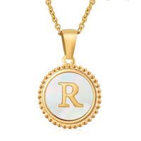 Stainless Steel 18K Gold Plated Casual Plating Inlay Letter Shell Pendant Necklace sku image 18