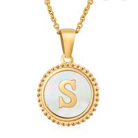 Stainless Steel 18K Gold Plated Casual Plating Inlay Letter Shell Pendant Necklace sku image 19