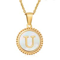 Stainless Steel 18K Gold Plated Casual Plating Inlay Letter Shell Pendant Necklace sku image 21