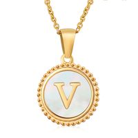 Stainless Steel 18K Gold Plated Casual Plating Inlay Letter Shell Pendant Necklace sku image 22