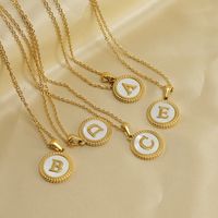 Stainless Steel 18K Gold Plated Casual Plating Inlay Letter Shell Pendant Necklace main image 2