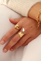 Retro Geometric Stainless Steel Plating 18k Gold Plated Open Ring main image 10
