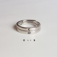 Simple Style Sun Moon Copper Plating Open Ring main image 1
