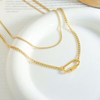 1 Piece Simple Style Oval Titanium Steel Layered Necklaces main image 2
