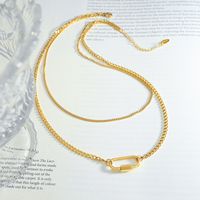 1 Piece Simple Style Oval Titanium Steel Layered Necklaces main image 1