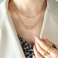 1 Piece Simple Style Oval Titanium Steel Layered Necklaces main image 3