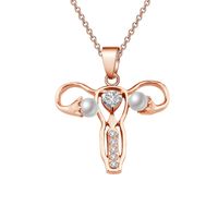 Mode Geometrisch Legierung Überzug Künstliche Perlen Künstlicher Diamant Frau Halskette Mit Anhänger sku image 3