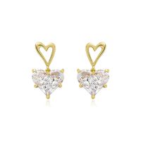1 Pair Fashion Heart Shape Alloy Plating Artificial Crystal Women's Drop Earrings sku image 1