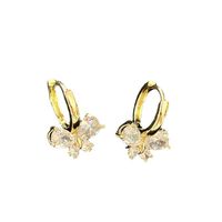 1 Paire Sucré Papillon Le Cuivre Placage Zircon Boucles D'oreilles main image 4