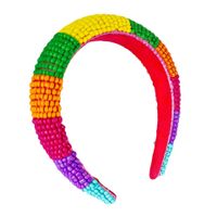 Simple Style Rainbow Seed Bead Knitting Hair Band 1 Piece main image 3