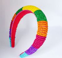Simple Style Rainbow Seed Bead Knitting Hair Band 1 Piece sku image 1